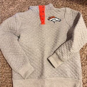 NFL Broncos Gray and Orange Quilted Snap Pullover